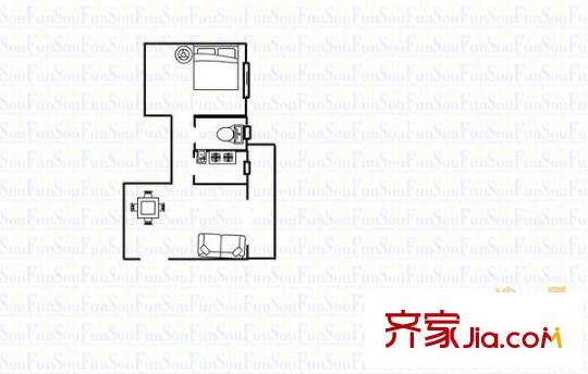 华建小区户型图1室2厅户型图 1室2厅1卫1厨