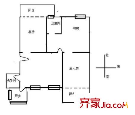 华建小区 3室 户型图