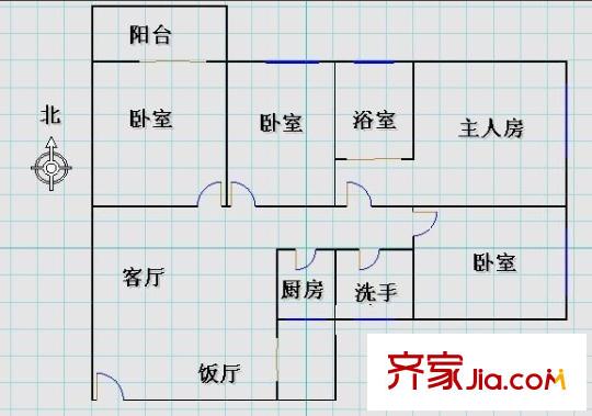 华建小区户型图4室2厅户型图 4室2厅2卫1厨