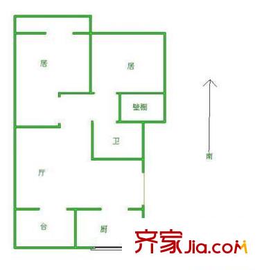 津沽名園戶型圖戶型圖 2室1廳1衛(wèi)1廚