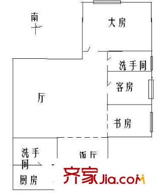 东洲大厦户型图3室2厅户型图 3室2厅2卫1厨