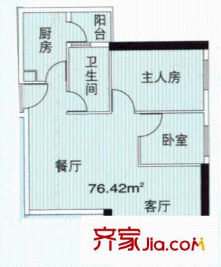 枫丹雅筑户型图2房2厅户型图 2室2厅1卫1厨