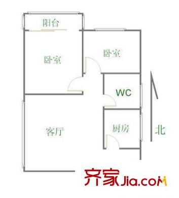 体育西苑户型图2室1厅户型图 2室1厅1卫1厨
