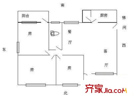 金穗大厦户型图3室2厅户型图 3室2厅1卫1厨