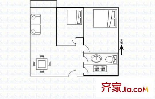 金穗大厦户型图2室2厅户型图 2室2厅1卫1厨