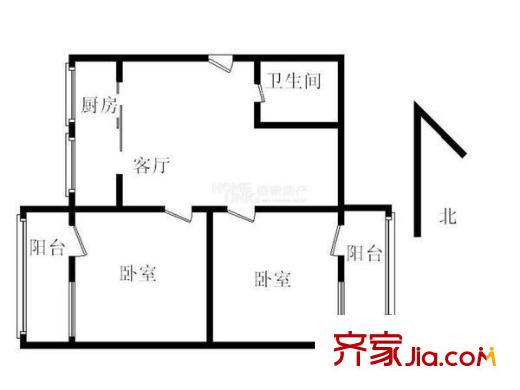 嘉陵北里 2室 戶型圖