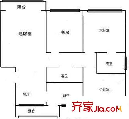 翰林園戶型圖戶型圖 3室2廳2衛(wèi)1廚