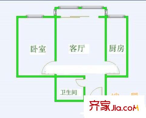蘇堤?hào)|里 1室 戶型圖