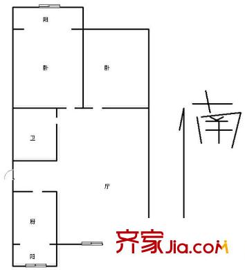 久福園戶型圖戶型圖 3室1廳1衛(wèi)1廚
