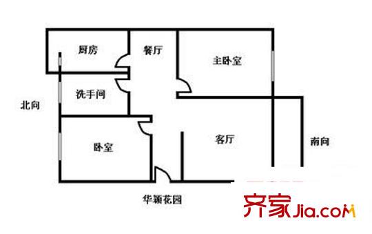 华颖花园户型图2室2厅户型图 2室2厅1卫1厨