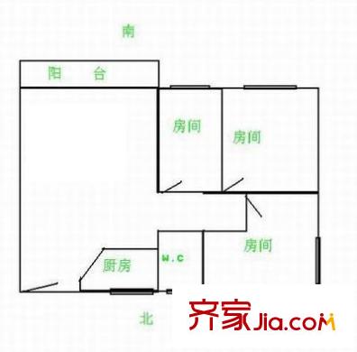 华颖花园户型图3室1厅户型图 3室1厅1卫1厨