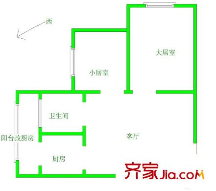 珠峰里戶型圖戶型圖 2室1廳1衛(wèi)1廚