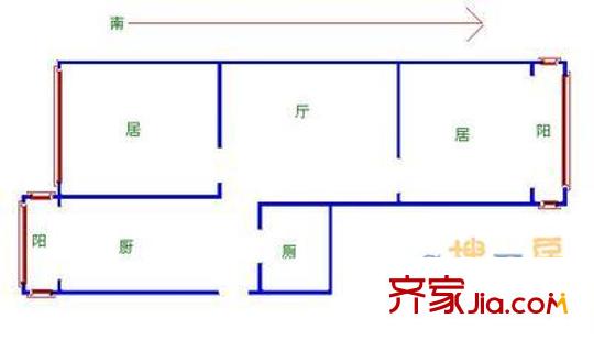 珠峰里戶型圖戶型圖 2室1廳1衛(wèi)1廚