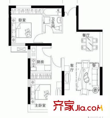 楓景園戶型圖戶型圖 2室1廳1衛(wèi)1廚