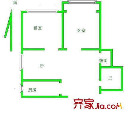 楓景園戶型圖 戶型圖 2室1廳1衛(wèi)1廚