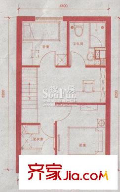 嘀嗒戶型圖B戶型夾層 2室1廳1衛(wèi)