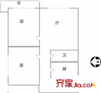 三潭西里戶型圖戶型圖 2室1廳1衛(wèi)1廚