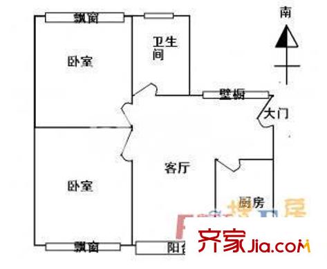 臥龍北里戶型圖戶型圖 2室1廳1衛(wèi)1廚
