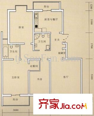 天江格調(diào)花園戶(hù)型圖戶(hù)型圖 3室2廳2衛(wèi)