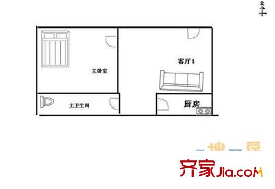 鳳儀園戶型圖戶型圖 1室1廳1衛(wèi)1廚