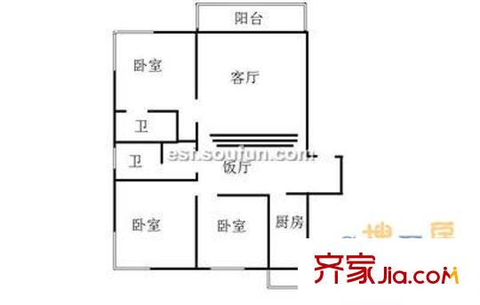鳳儀園戶型圖戶型圖 3室1廳1衛(wèi)1廚
