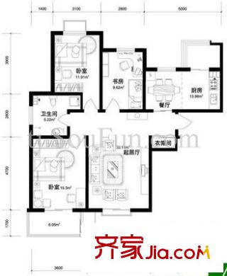 天保悅藍(lán)東軒戶型圖戶型圖 3室2廳2衛(wèi)1廚