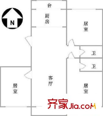 榮遷東里戶型圖 戶型圖 3室1廳1衛(wèi)1廚