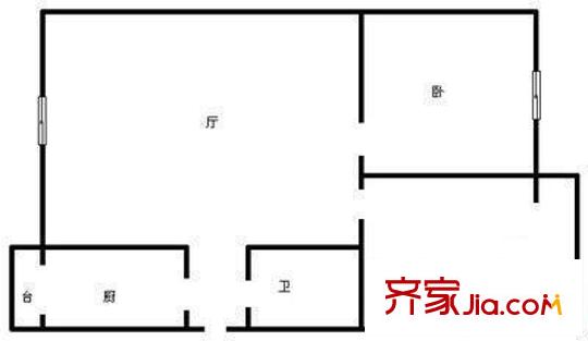 桃花園東里戶型圖戶型圖 2室1廳1衛(wèi)1廚