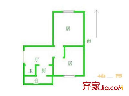 桃花園東里戶型圖戶型圖 2室1廳1衛(wèi)1廚