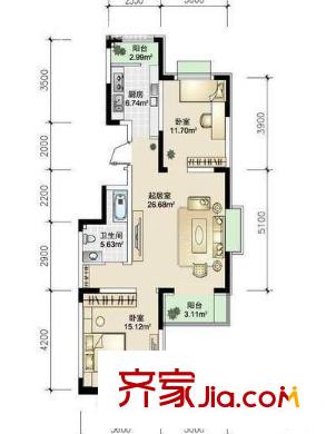 景園里戶型圖戶型圖 2室1廳1衛(wèi)1廚