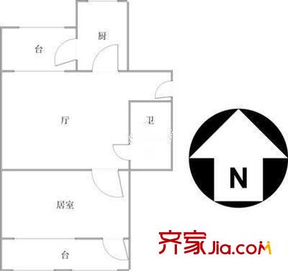 景園里戶型圖 戶型圖 1室1廳1衛(wèi)1廚