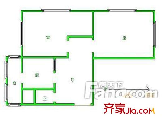 長治里戶型圖戶型圖 2室1廳1衛(wèi)1廚