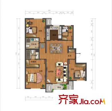 宜和美林戶型圖一期小高標(biāo)準(zhǔn)層A-a戶型 4室2廳2衛(wèi)1廚