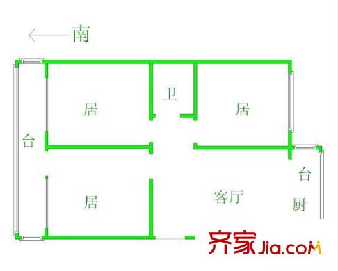 頌禹里戶型圖 戶型圖 3室1廳1衛(wèi)1廚