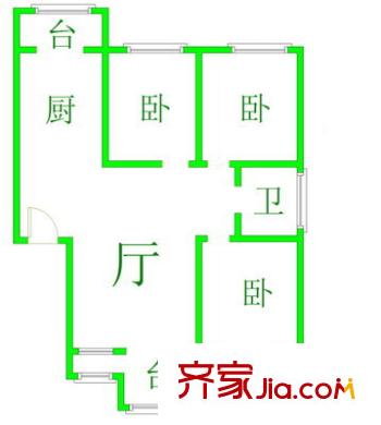 程林里戶型圖戶型圖 3室1廳1衛(wèi)1廚