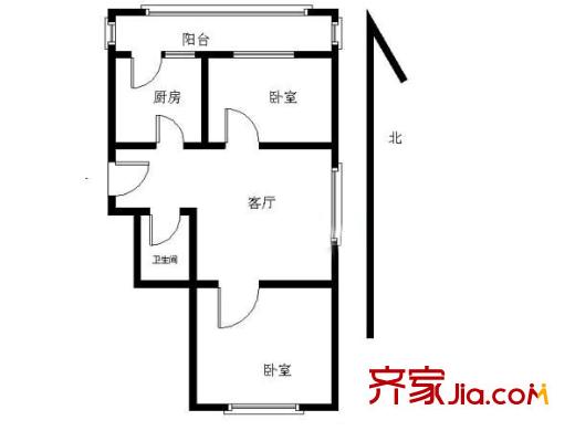 觀園公寓 2室 戶型圖