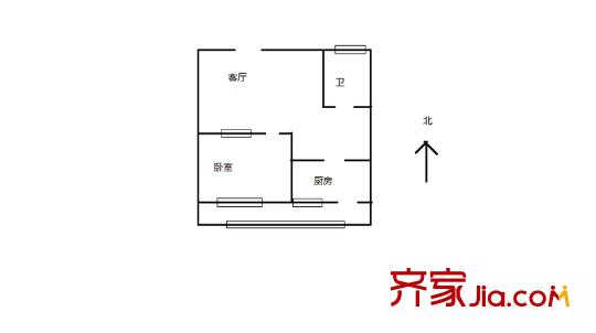 觀園公寓 1室 戶型圖