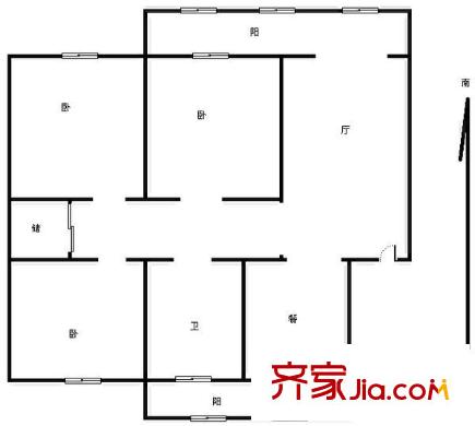 觀園公寓戶型圖 戶型圖 3室2廳1衛(wèi)1廚