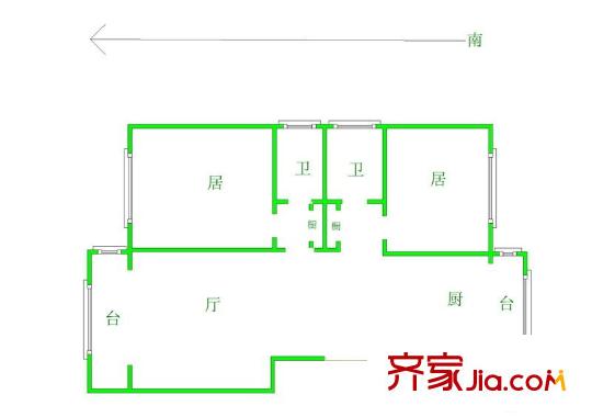 金海灣花園戶型圖戶型圖 2室2廳1衛(wèi)1廚