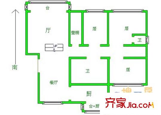 金海灣花園戶型圖戶型圖 3室3廳3衛(wèi)1廚