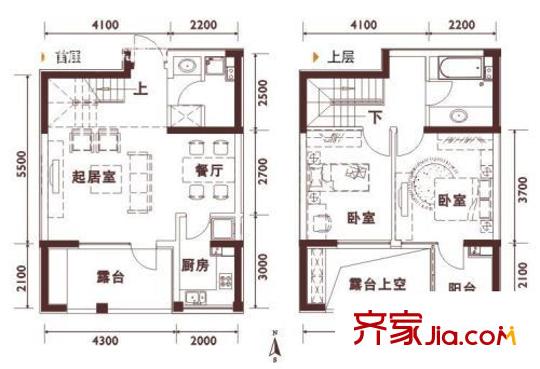 萬科金色家園戶型圖金色家園101別墅 2室2廳2衛(wèi)1廚