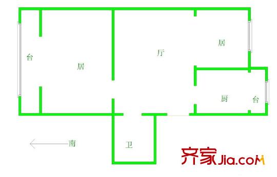 金海灣花園戶型圖戶型圖 2室1廳1衛(wèi)1廚