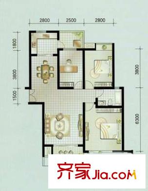 天康園戶型圖戶型圖 3室2廳1衛(wèi)1廚