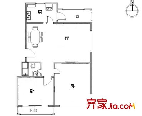 云華里戶型圖戶型圖 2室2廳1衛(wèi)1廚