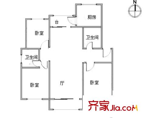 云華里戶型圖戶型圖 3室1廳2衛(wèi)1廚