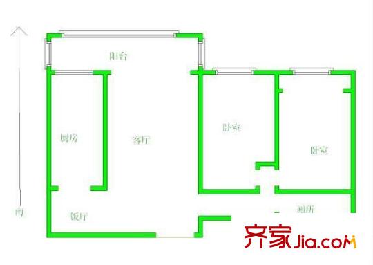 傲景觀瀾戶型圖 戶型圖 2室2廳1衛(wèi)1廚