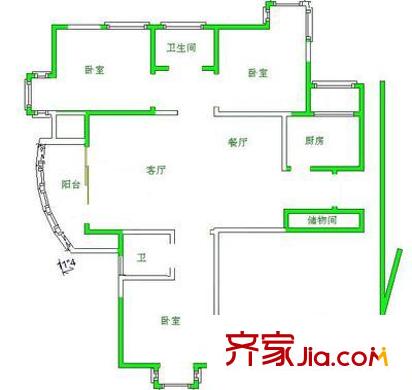 傲景觀瀾戶型圖 戶型圖 3室1廳1衛(wèi)1廚