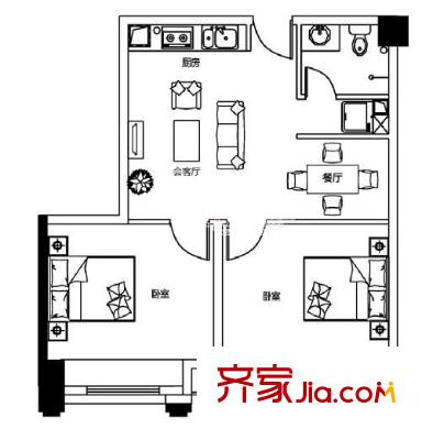 傲景觀瀾戶型圖戶型圖 2室1廳1衛(wèi)1廚