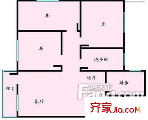 天平花苑户型图3室2厅户型图 3室2厅1卫1厨