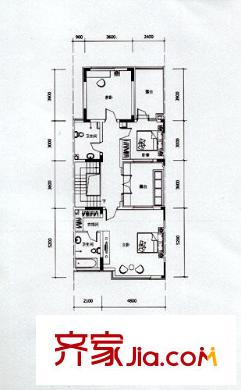 招商鉆石山別墅戶型圖DT2疊上二層戶型圖 5室2廳3衛(wèi)1廚